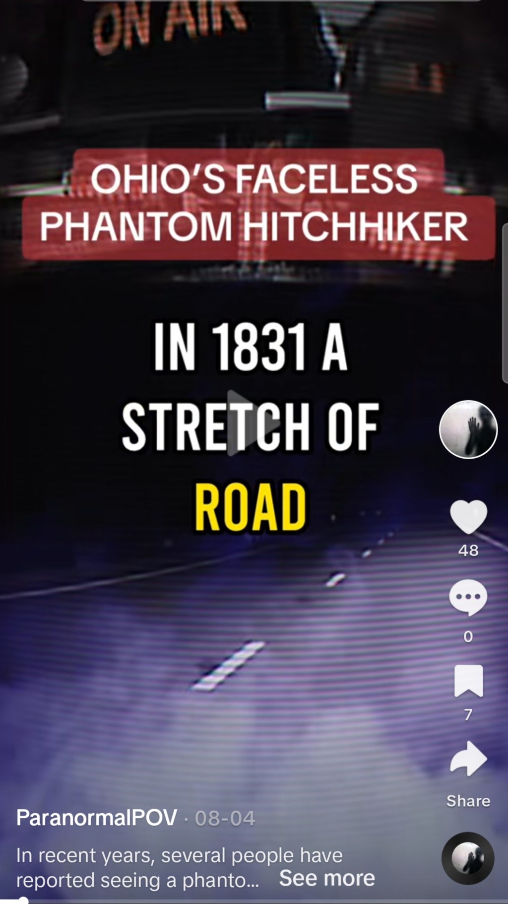 Drivers in Ohio have been reporting seeing a faceless hitchhiker…